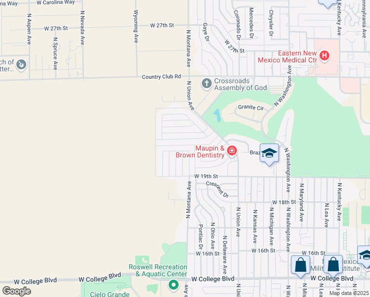 map of restaurants, bars, coffee shops, grocery stores, and more near 1305 West 21st Street in Roswell