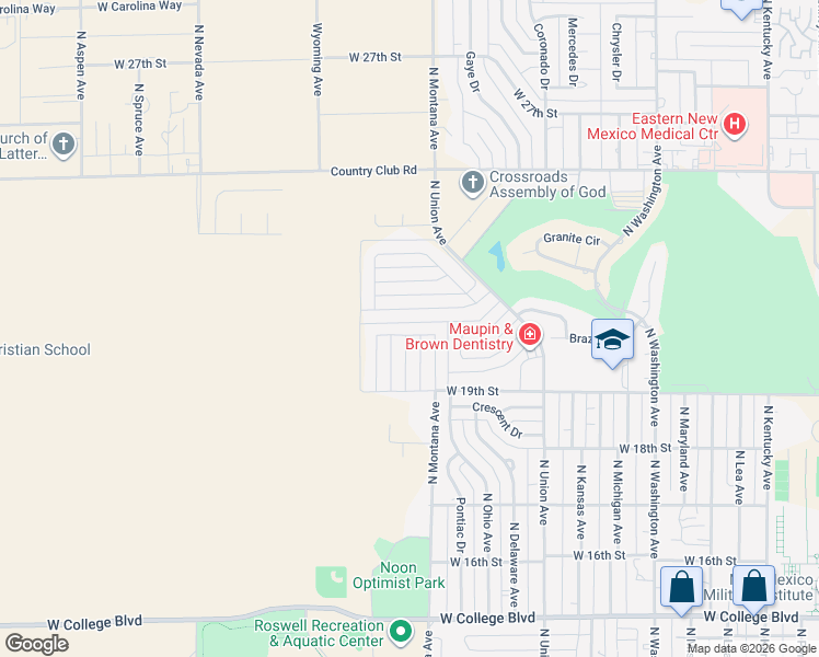 map of restaurants, bars, coffee shops, grocery stores, and more near 1313 West 21st Street in Roswell