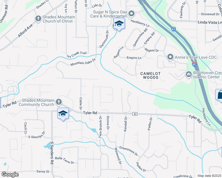 map of restaurants, bars, coffee shops, grocery stores, and more near 916 Mountain Branch Drive in Vestavia Hills