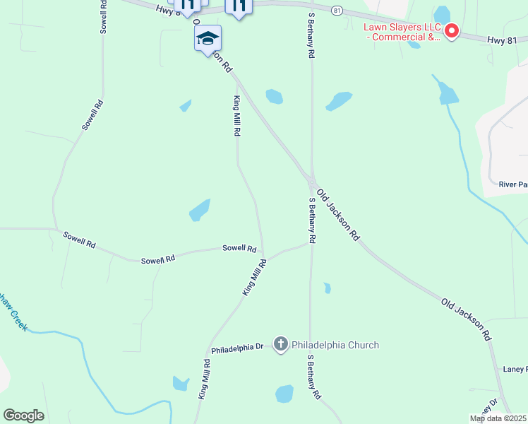 map of restaurants, bars, coffee shops, grocery stores, and more near 1810 King Mill Road in McDonough