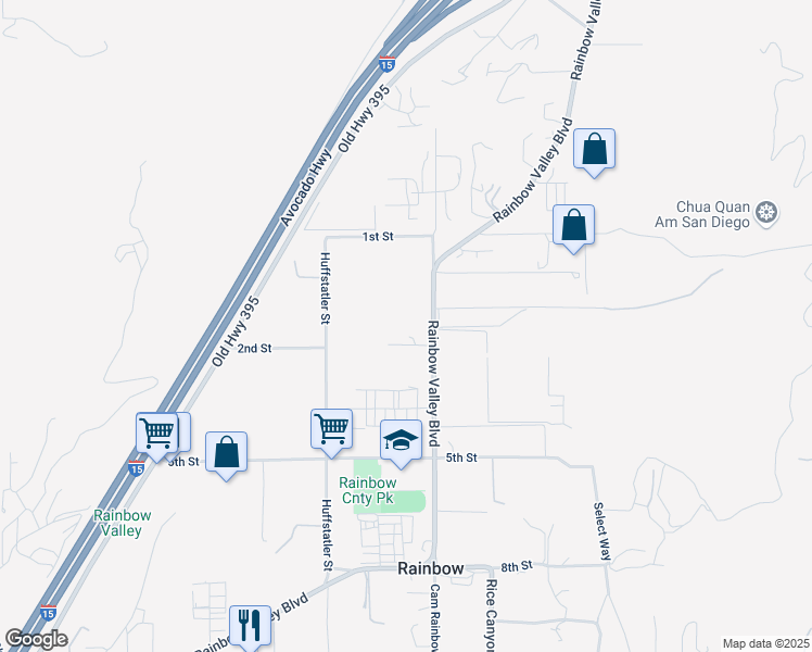 map of restaurants, bars, coffee shops, grocery stores, and more near 2526 Rainbow Valley Boulevard in Fallbrook
