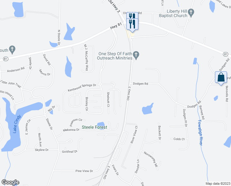 map of restaurants, bars, coffee shops, grocery stores, and more near 329 Kentwood Springs Drive in Hampton