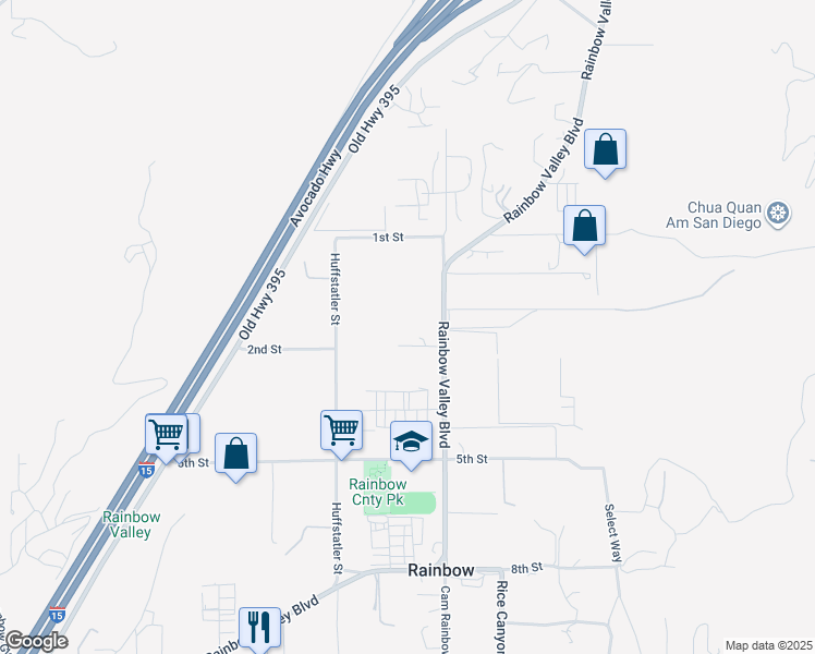 map of restaurants, bars, coffee shops, grocery stores, and more near 2526 Rainbow Valley Boulevard in Fallbrook
