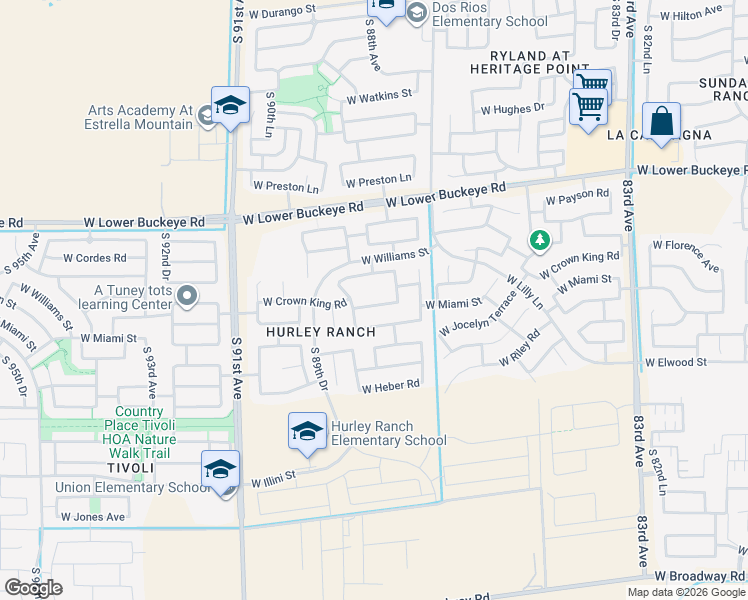 map of restaurants, bars, coffee shops, grocery stores, and more near 8804 West Miami Street in Tolleson