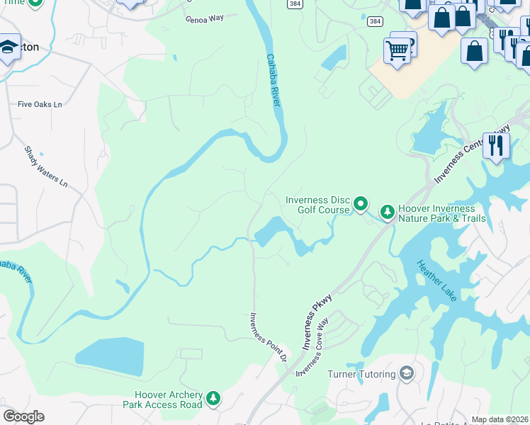 map of restaurants, bars, coffee shops, grocery stores, and more near 2549 Inverness Point Dr in Birmingham
