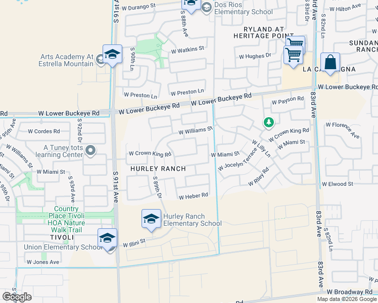 map of restaurants, bars, coffee shops, grocery stores, and more near 8804 West Miami Street in Tolleson
