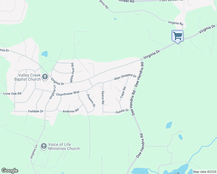 map of restaurants, bars, coffee shops, grocery stores, and more near 210 Star Circle in Bessemer