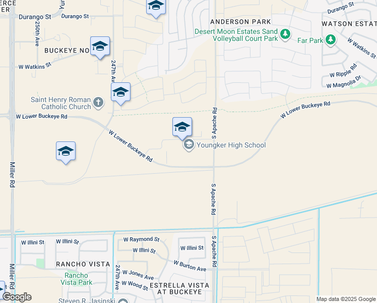 map of restaurants, bars, coffee shops, grocery stores, and more near 3000 South Apache Road in Buckeye