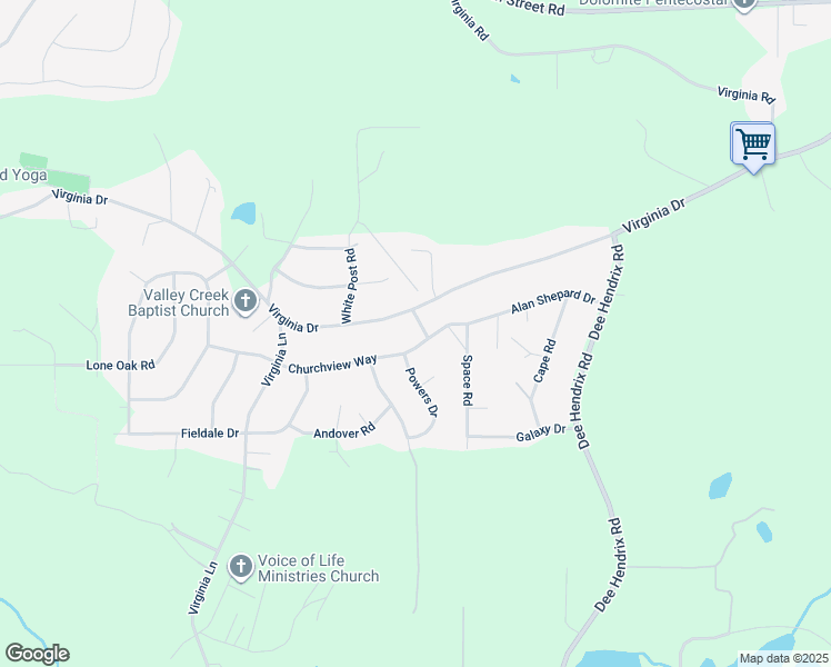 map of restaurants, bars, coffee shops, grocery stores, and more near 2100 Pauls Lane in Bessemer