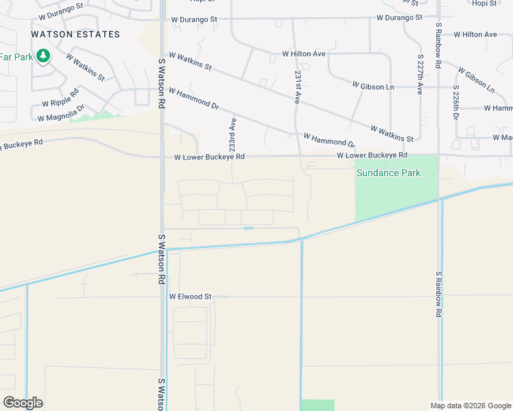 map of restaurants, bars, coffee shops, grocery stores, and more near Roosevelt Irrigation District Canal Service Road in Buckeye