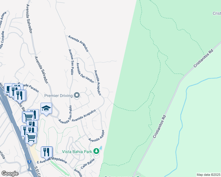 map of restaurants, bars, coffee shops, grocery stores, and more near 112 Via Zapata in San Clemente