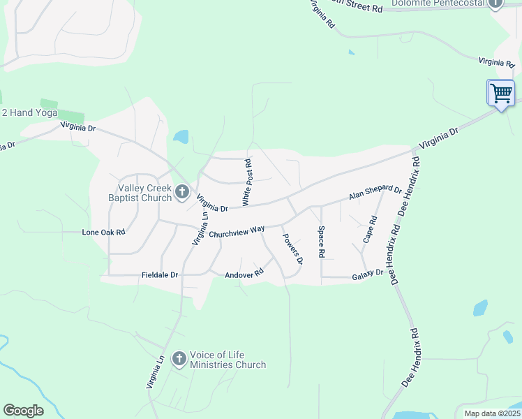 map of restaurants, bars, coffee shops, grocery stores, and more near 3213 Virginia Drive in Hueytown