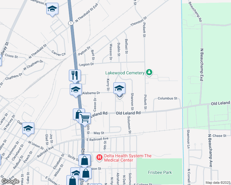 map of restaurants, bars, coffee shops, grocery stores, and more near 699 Dublin Street in Greenville