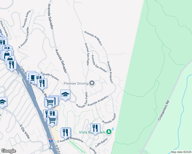 map of restaurants, bars, coffee shops, grocery stores, and more near 248 Calle Cuervo in San Clemente