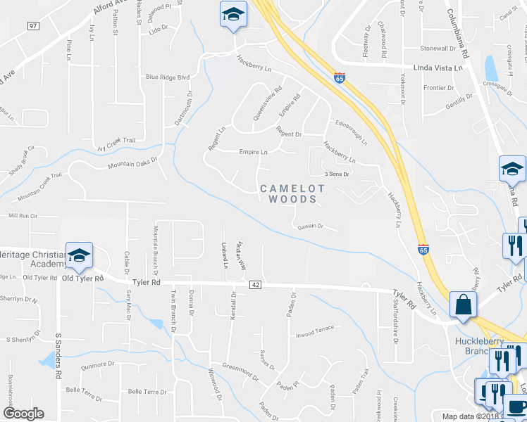 map of restaurants, bars, coffee shops, grocery stores, and more near 2436 Scepter Lane in Birmingham