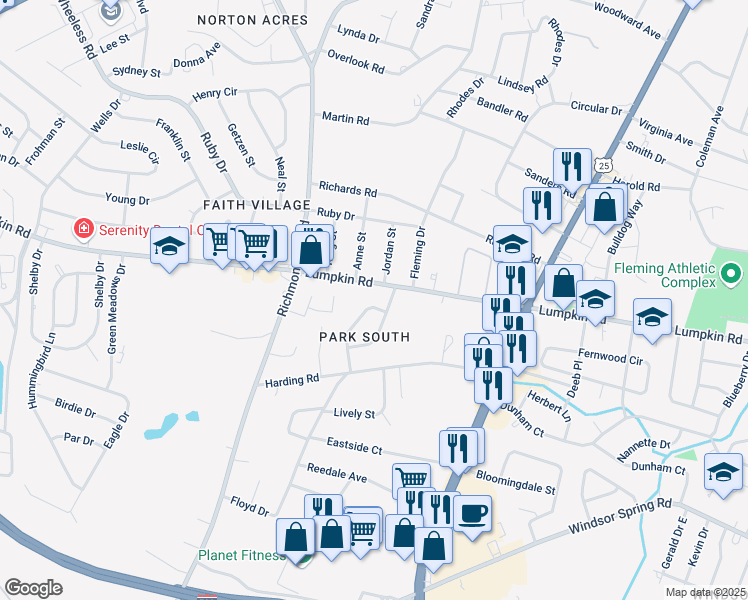 map of restaurants, bars, coffee shops, grocery stores, and more near 2913 Jackson Street in Augusta