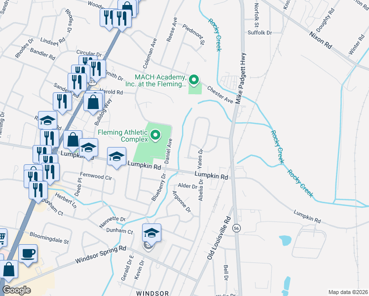 map of restaurants, bars, coffee shops, grocery stores, and more near 1703 Susan Circle in Augusta