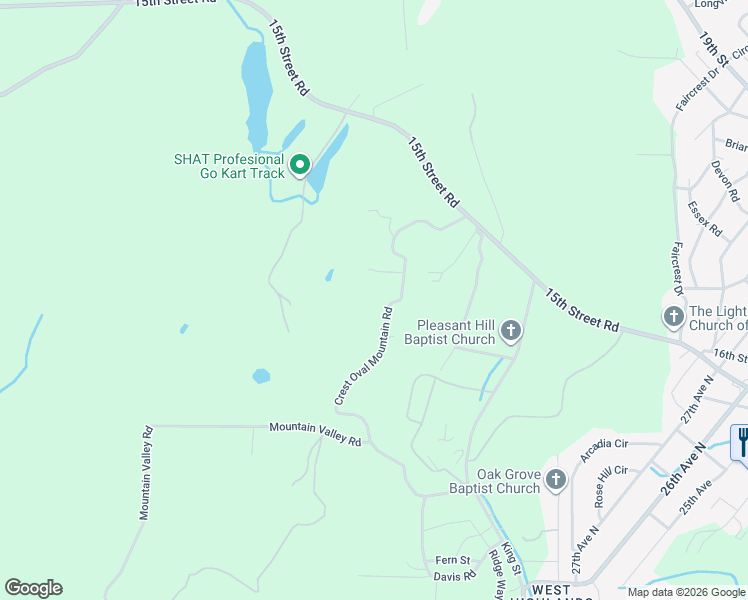 map of restaurants, bars, coffee shops, grocery stores, and more near 3219 Crest Oval Mountain Road in Bessemer