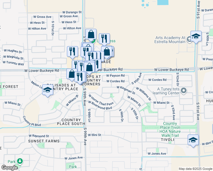 map of restaurants, bars, coffee shops, grocery stores, and more near 9710 West Florence Avenue in Tolleson