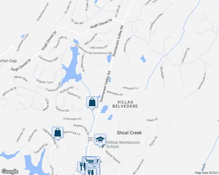 map of restaurants, bars, coffee shops, grocery stores, and more near 313 Vineyard Lane in Birmingham