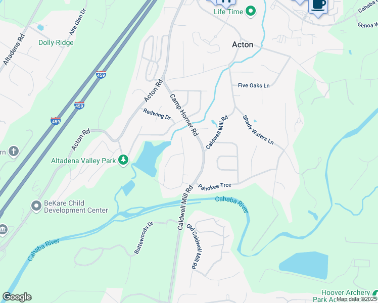 map of restaurants, bars, coffee shops, grocery stores, and more near 2716 Lakeland Trail in Birmingham
