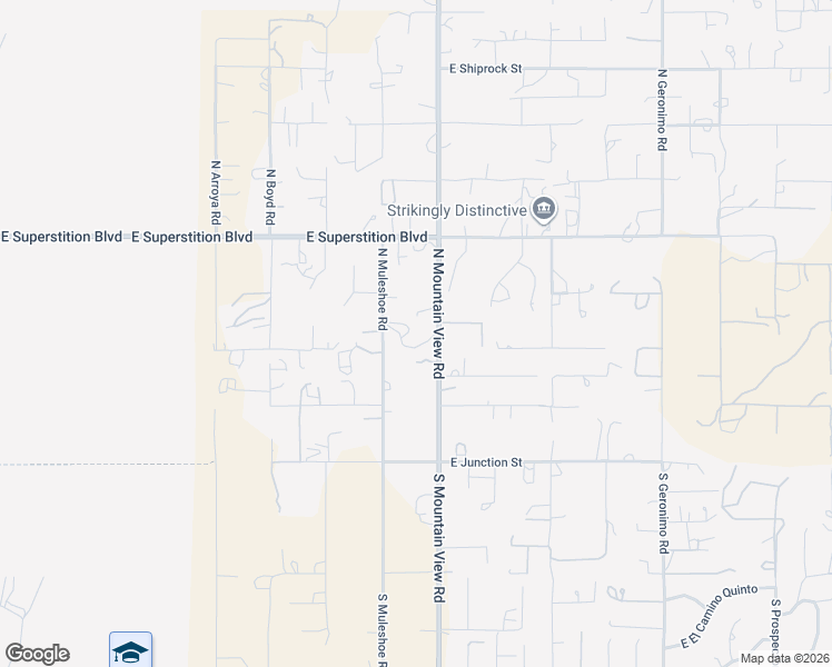 map of restaurants, bars, coffee shops, grocery stores, and more near 534 North Mountain View Road in Apache Junction