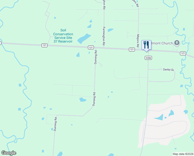 map of restaurants, bars, coffee shops, grocery stores, and more near 304 Durning Road in Van Alstyne