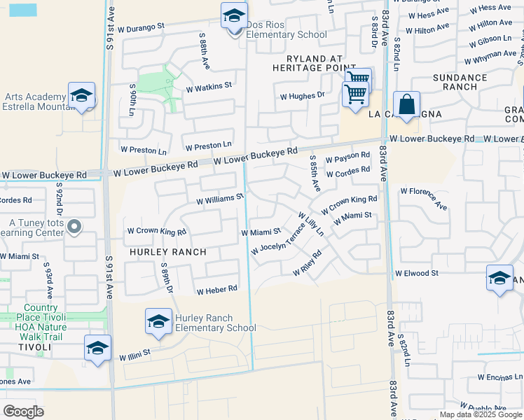 map of restaurants, bars, coffee shops, grocery stores, and more near 3215 South 87th Avenue in Tolleson