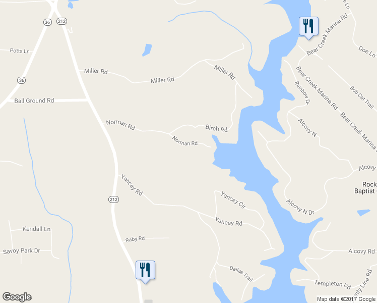 map of restaurants, bars, coffee shops, grocery stores, and more near 170 Norman Road in Covington