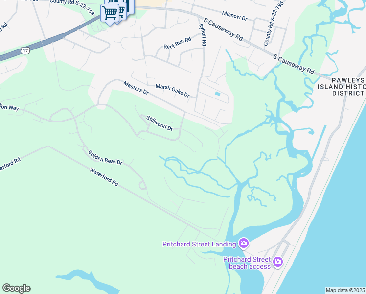map of restaurants, bars, coffee shops, grocery stores, and more near 92 12 Oaks Drive in Pawleys Island