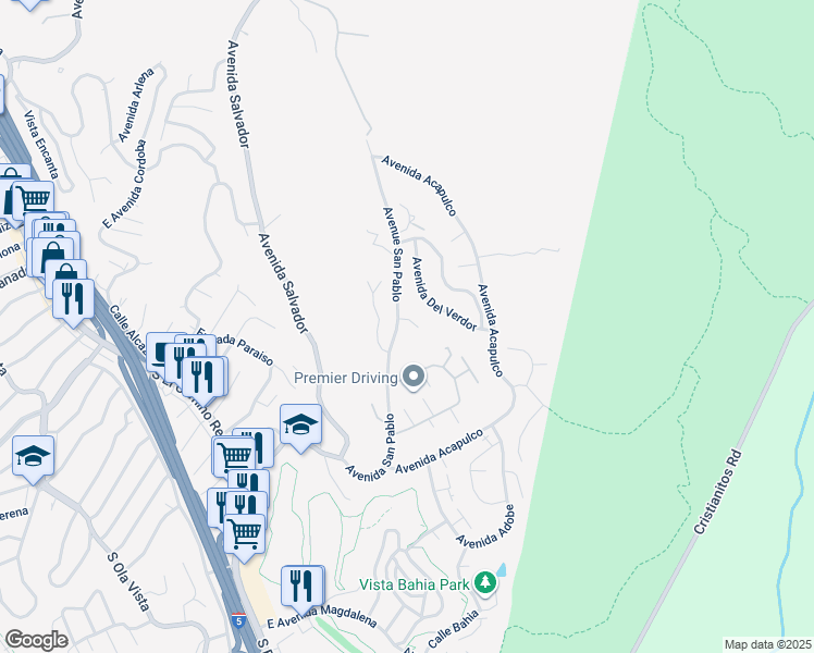 map of restaurants, bars, coffee shops, grocery stores, and more near 302 Via Colibri in San Clemente