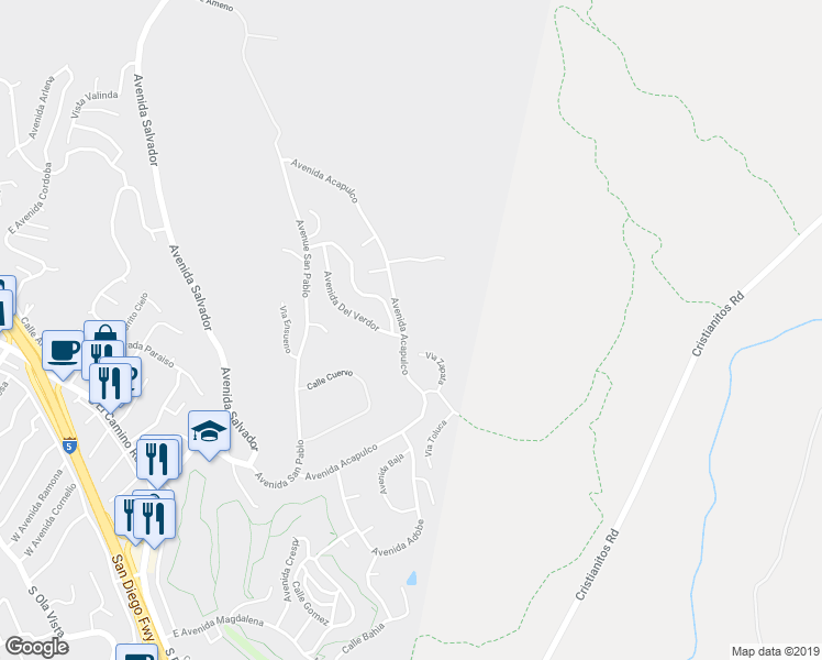 map of restaurants, bars, coffee shops, grocery stores, and more near 750 Avenida Acapulco in San Clemente