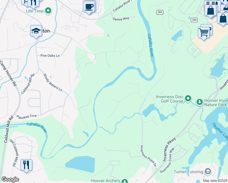 map of restaurants, bars, coffee shops, grocery stores, and more near 3005 River Brook Lane in Birmingham