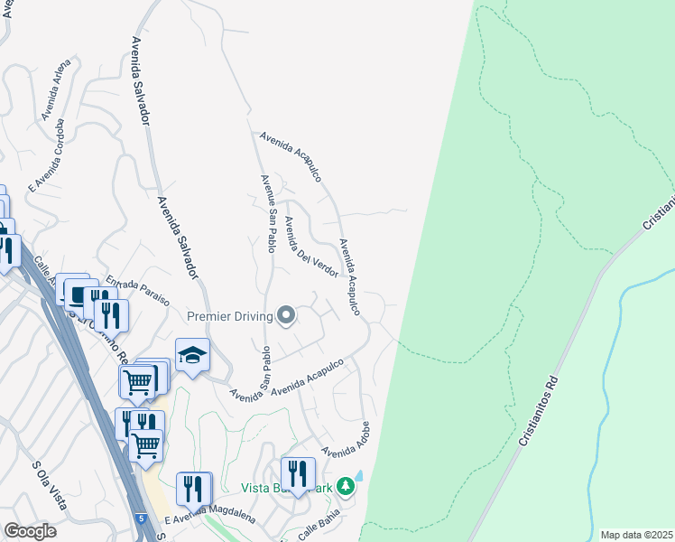 map of restaurants, bars, coffee shops, grocery stores, and more near 519 Avenida Buenos Aires in San Clemente
