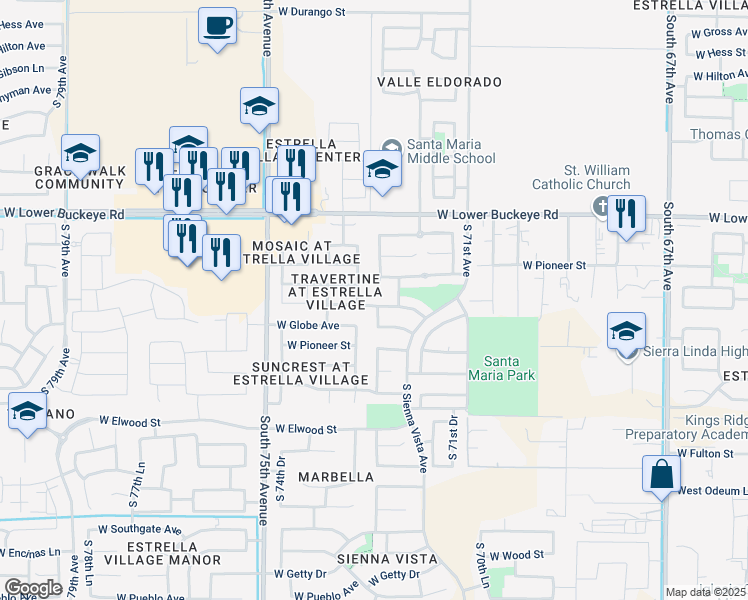 7262 West Crown King Road Phoenix Az Walk Score Map Of Restaurants Bars Coffee S Grocery Ore Near 7262