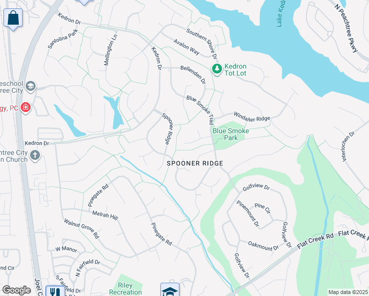 map of restaurants, bars, coffee shops, grocery stores, and more near 209 Swanson Ridge in Peachtree City