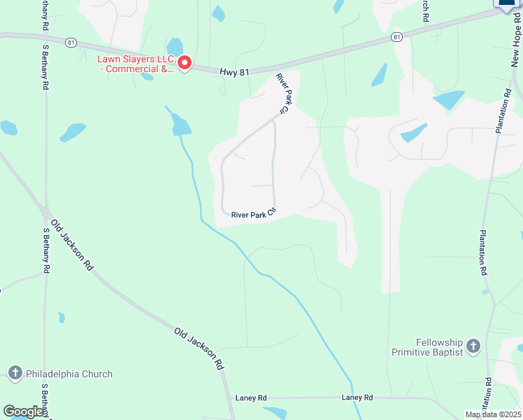 map of restaurants, bars, coffee shops, grocery stores, and more near 151 River Park Circle in McDonough