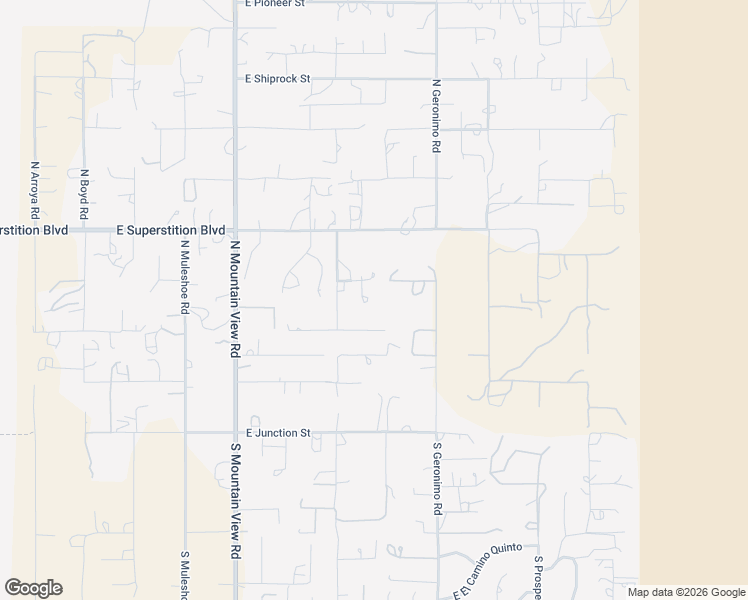 map of restaurants, bars, coffee shops, grocery stores, and more near 5395 East Cody Street in Apache Junction