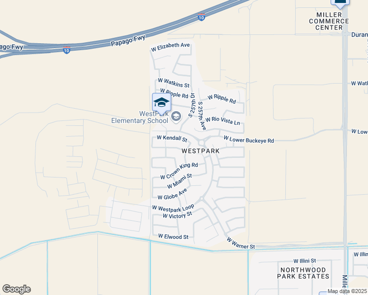 map of restaurants, bars, coffee shops, grocery stores, and more near 25756 West Winslow Avenue in Buckeye
