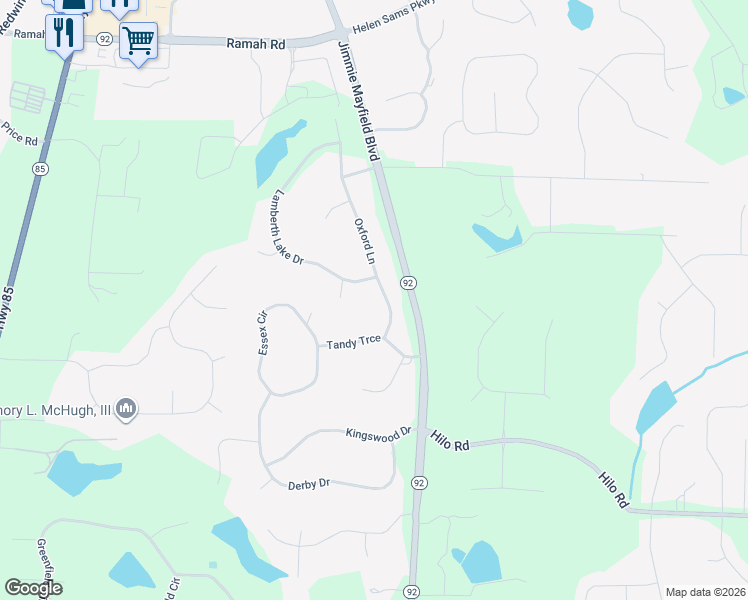map of restaurants, bars, coffee shops, grocery stores, and more near 120 Oxford Lane in Fayetteville