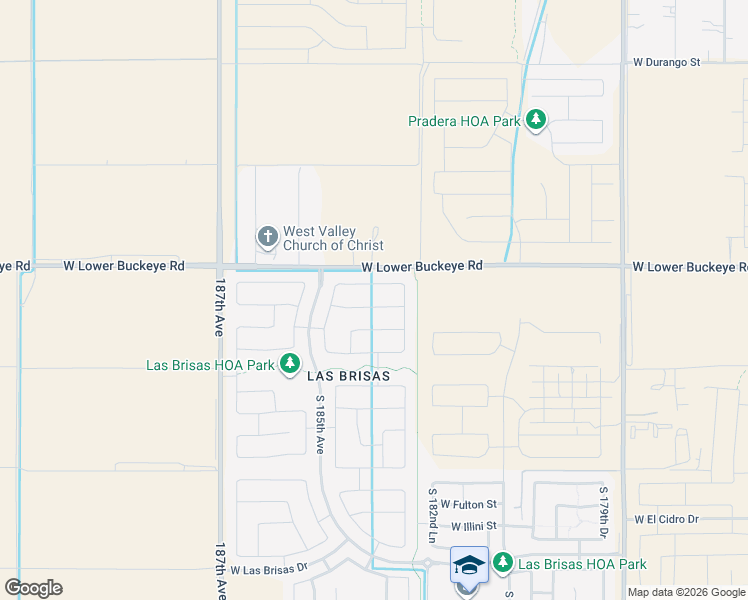 map of restaurants, bars, coffee shops, grocery stores, and more near 18390 West Williams Street in Goodyear