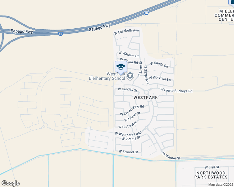 map of restaurants, bars, coffee shops, grocery stores, and more near 25868 West Winslow Avenue in Buckeye