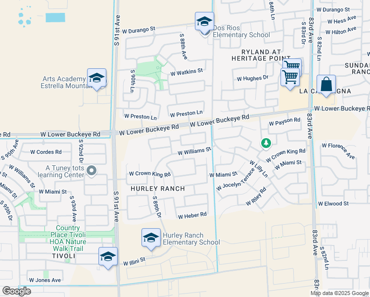 map of restaurants, bars, coffee shops, grocery stores, and more near 8757 W Cordes Rd in Tolleson