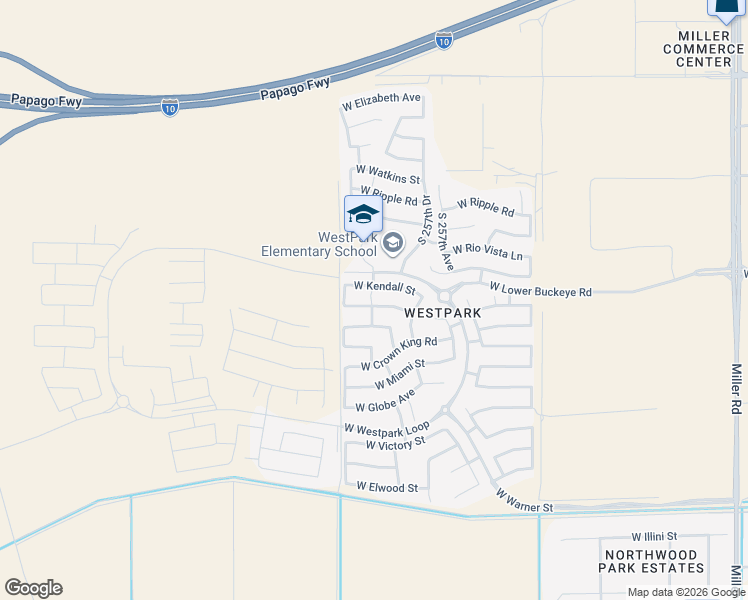 map of restaurants, bars, coffee shops, grocery stores, and more near 25824 West Winslow Avenue in Buckeye