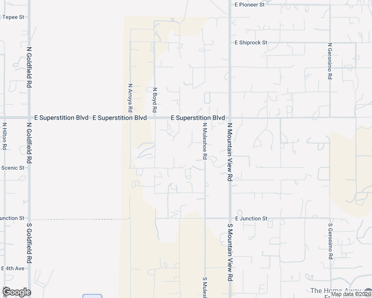 map of restaurants, bars, coffee shops, grocery stores, and more near 4485 East Cody Street in Apache Junction