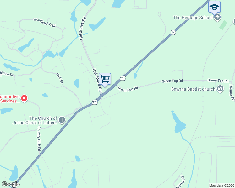 map of restaurants, bars, coffee shops, grocery stores, and more near 80 Green Top Road in Newnan