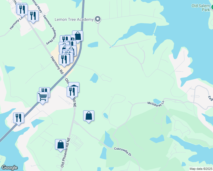 map of restaurants, bars, coffee shops, grocery stores, and more near 6116 Primrose Path in Eatonton