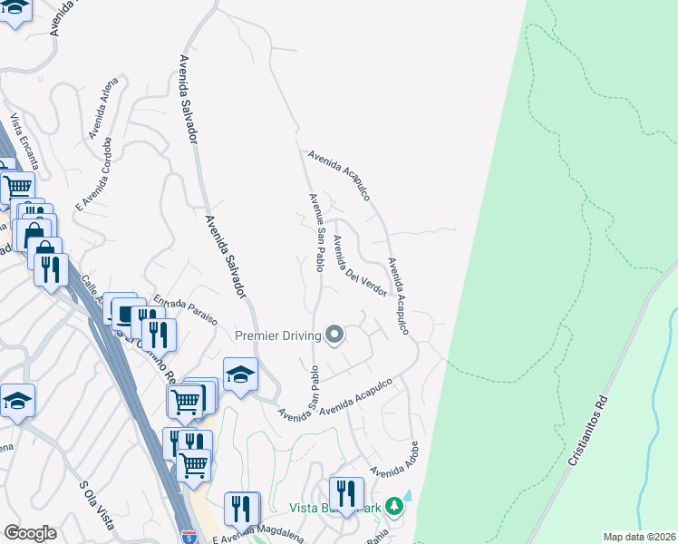 map of restaurants, bars, coffee shops, grocery stores, and more near 302 Via Colibri in San Clemente