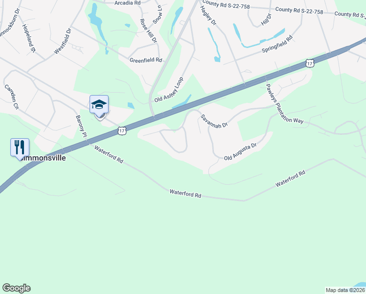 map of restaurants, bars, coffee shops, grocery stores, and more near 119 Red Tail Hawk Loop in Pawleys Island