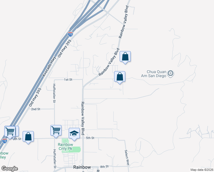 map of restaurants, bars, coffee shops, grocery stores, and more near 5461 Rainbow Creek Road in Fallbrook